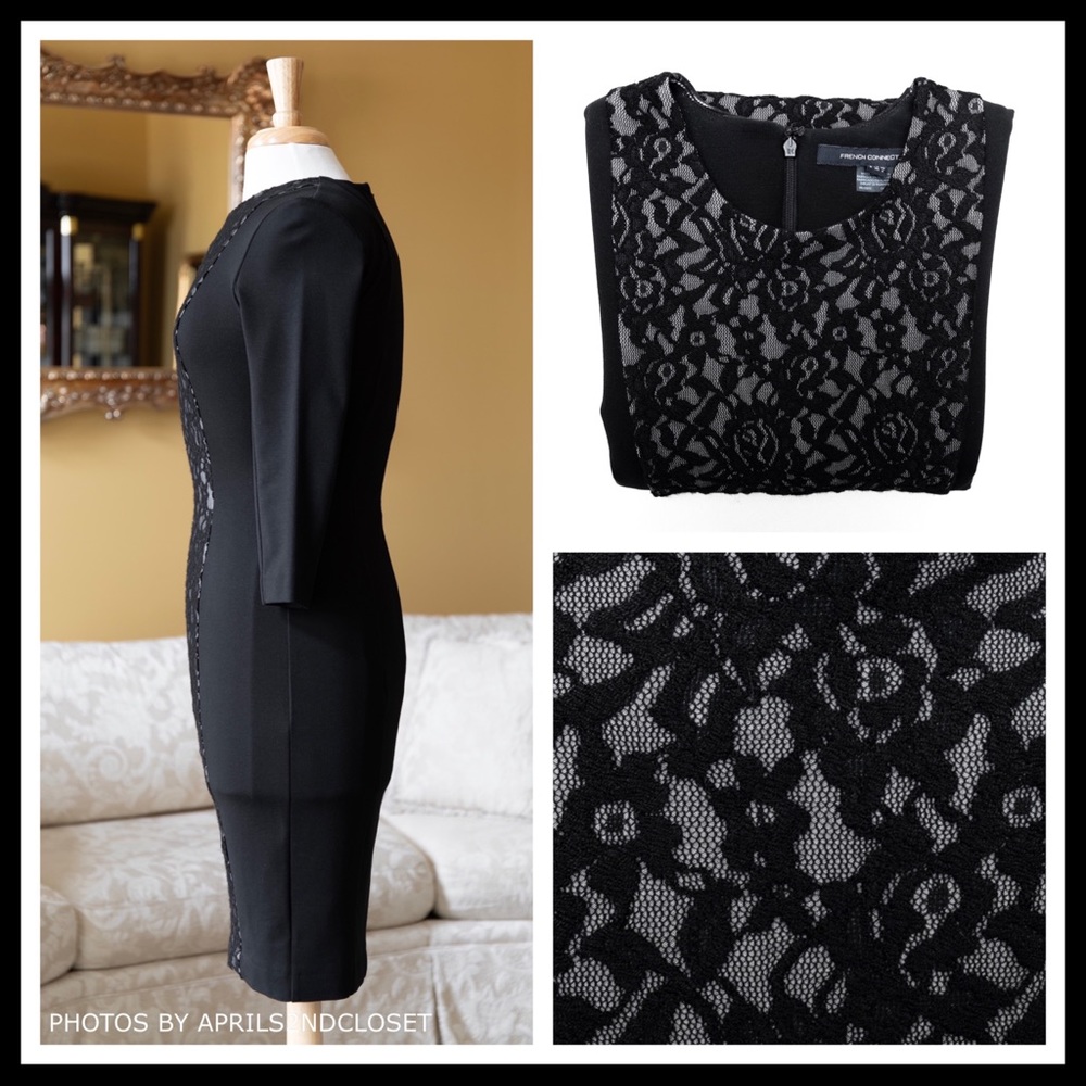 FRENCH CONNECTION BLACK COCKTAIL MINI DRESS A2C - Picture 4 of 8